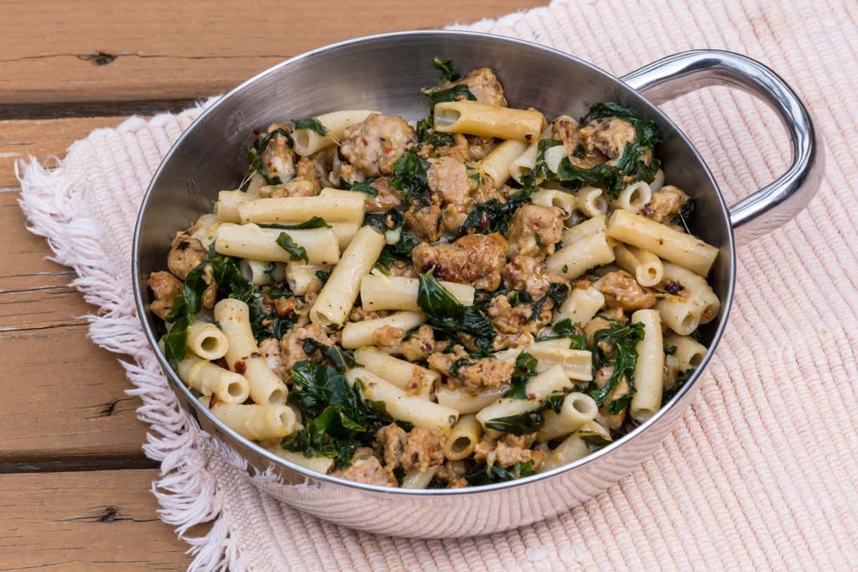 Parmesan Penne with Italian Sausage and Kale